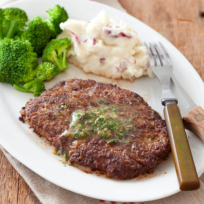 Minute (Cubed) Steaks with Garlic-Parsley Butter