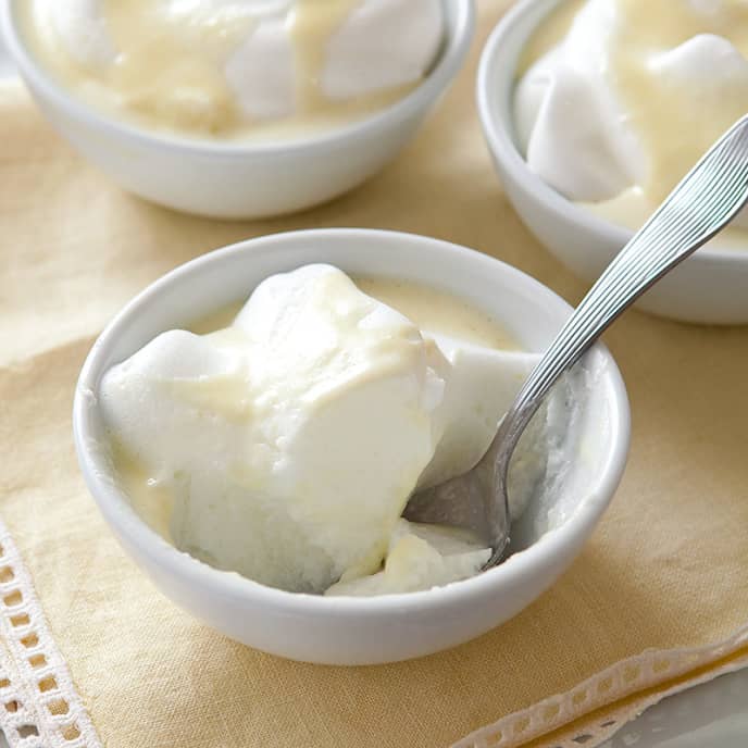 Lemon Snow with Custard Sauce