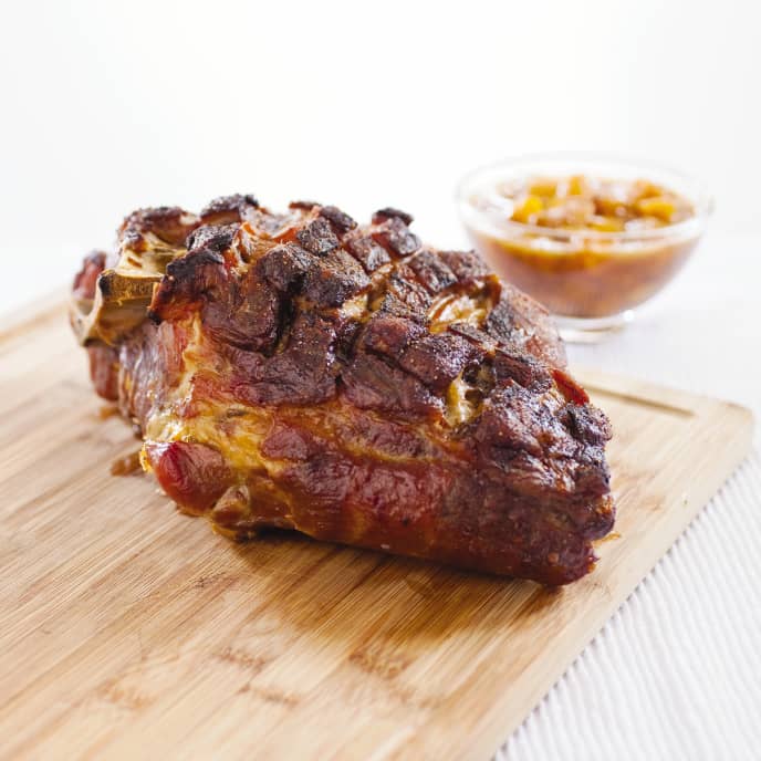Cast Iron Roasted Pork Shoulder with Peach Sauce America's Test