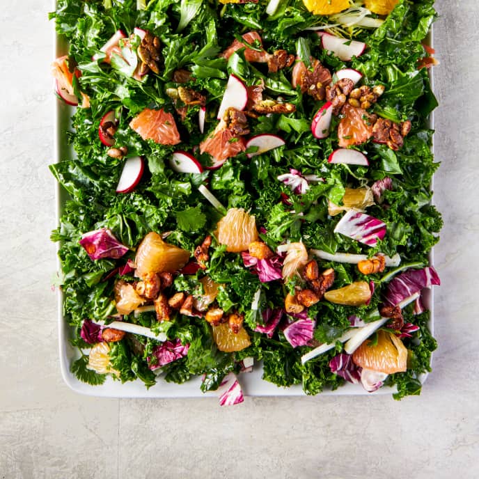 Kale Salad with Radishes, Grapefruit, and Candied Pepitas America's