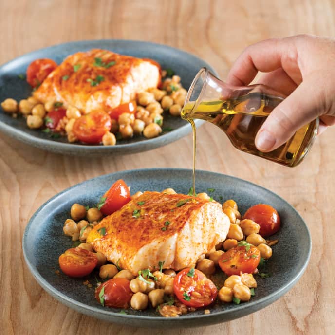 ToasterOven Baked Cod with Cherry Tomatoes and Chickpeas America's