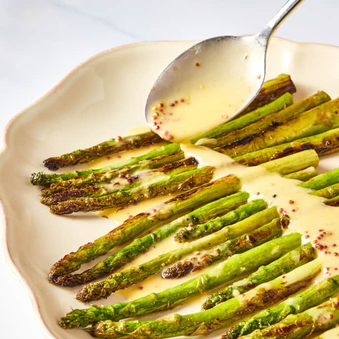 Pan-Roasted Asparagus with Mustard Beurre Monté