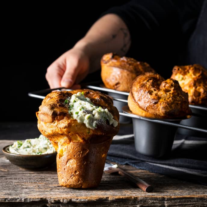 Blue Cheese and Chive Popovers with Blue Cheese Butter America's Test