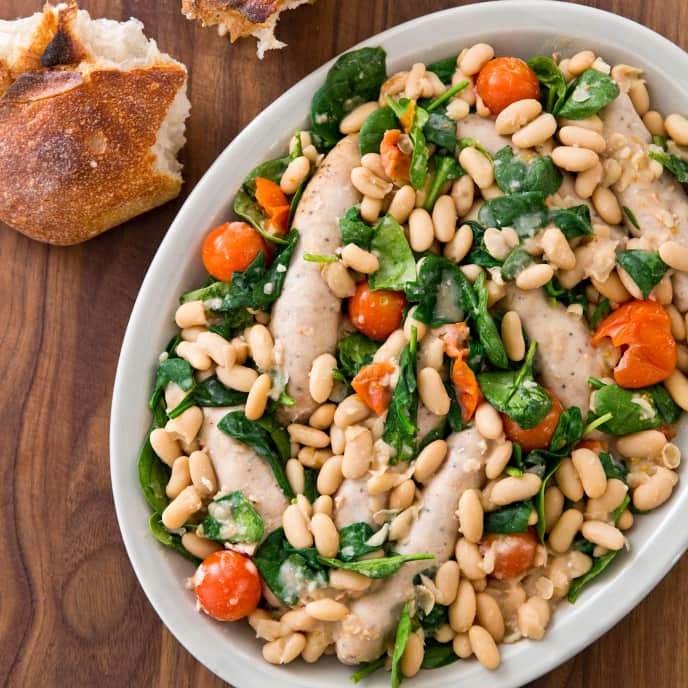 SlowCooker Braised Chicken Sausages With White Bean Ragout America's