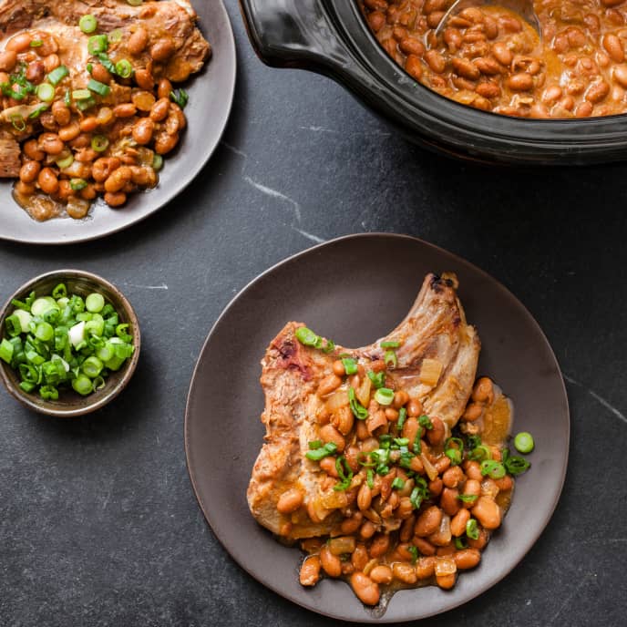 SlowCooker Braised Pork Chops With Campfire Beans America's Test