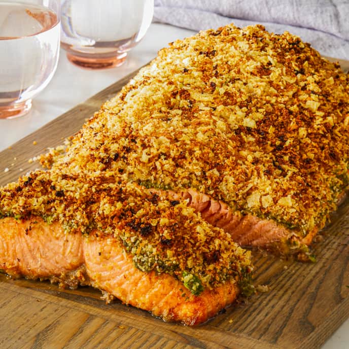 Broiled Salmon with Spicy Citrus-Cilantro Paste and Crisp Crust