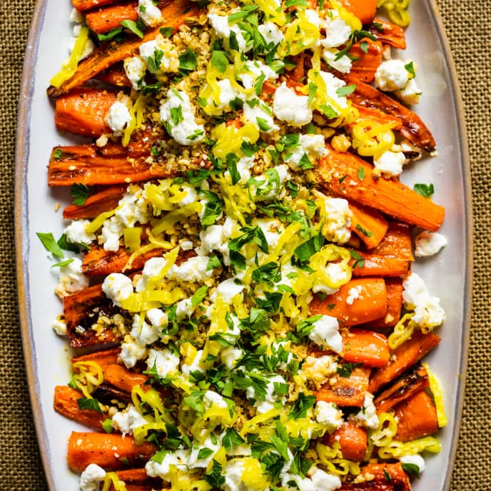 Butter-Roasted Carrots with Hazelnut Crumble and Goat Cheese