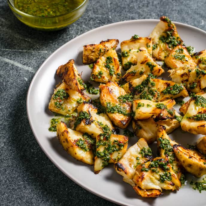 Roasted Celery Root with Chimichurri