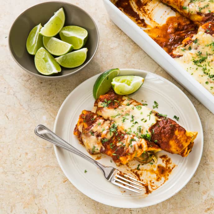 One Pan Spicy Chorizo And Poblano Enchiladas America S Test Kitchen