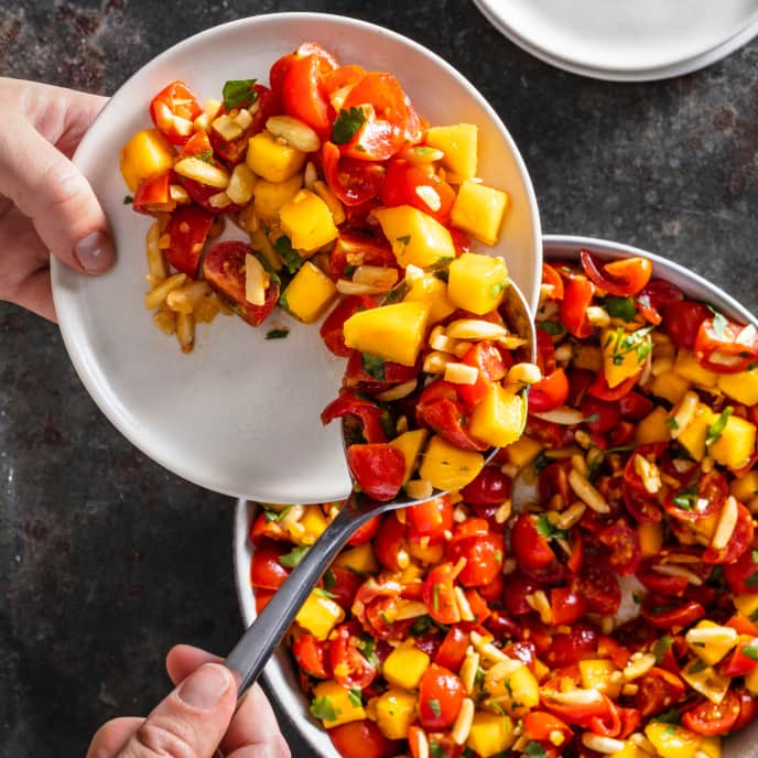 Cherry Tomato Salad with Mango and Lime Curry Vinaigrette