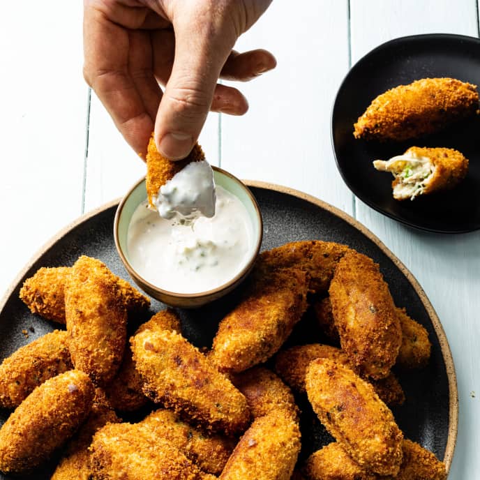 Chicken Croquettes with Lemon-Scallion Sauce