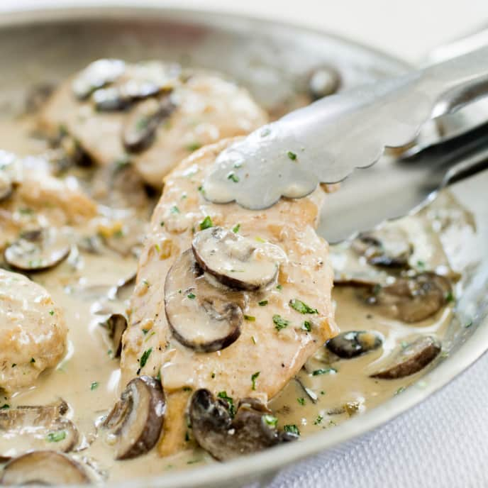 Simple Chicken Fricassee with Mushrooms and Onions