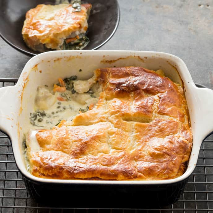 Toaster-Oven Chicken, Spinach, and Artichoke Pot Pie