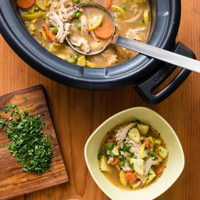 Easy Crockpot Chicken Vegetable Soup - The Kitchen Girl