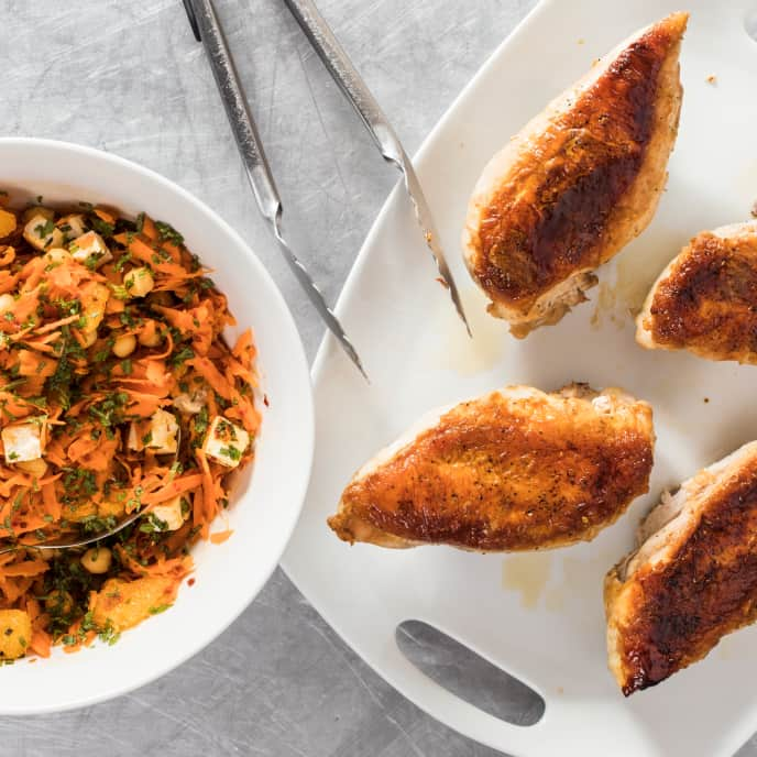 Crispy Chicken with Spicy Carrot Salad