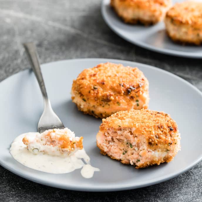 Crispy Salmon Cakes with Sweet and Tangy Tartar Sauce for Two America's Test Kitchen Recipe