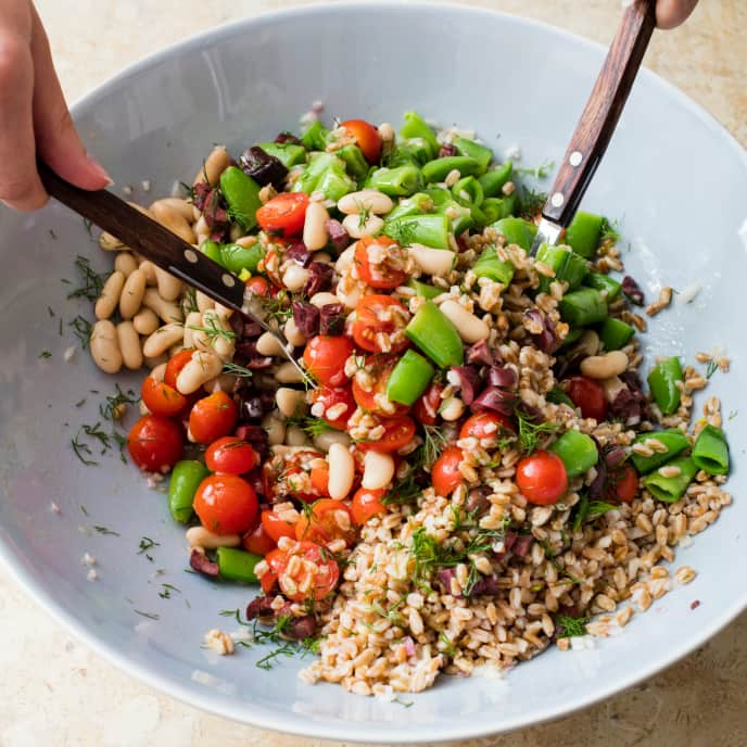 Vegan Farro Salad with Sugar Snap Peas and White Beans