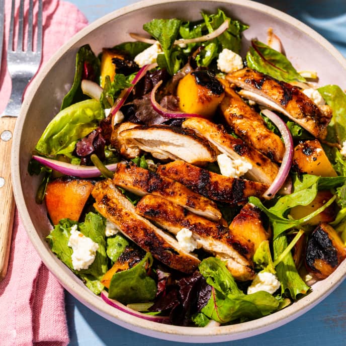 Grilled Barbecue Chicken and Peach Salad