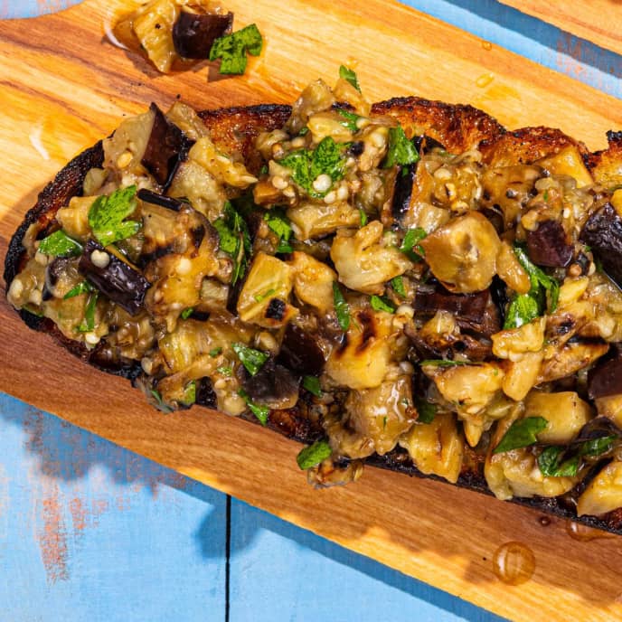 Grilled Bruschetta with Eggplant Topping America's Test Kitchen Recipe