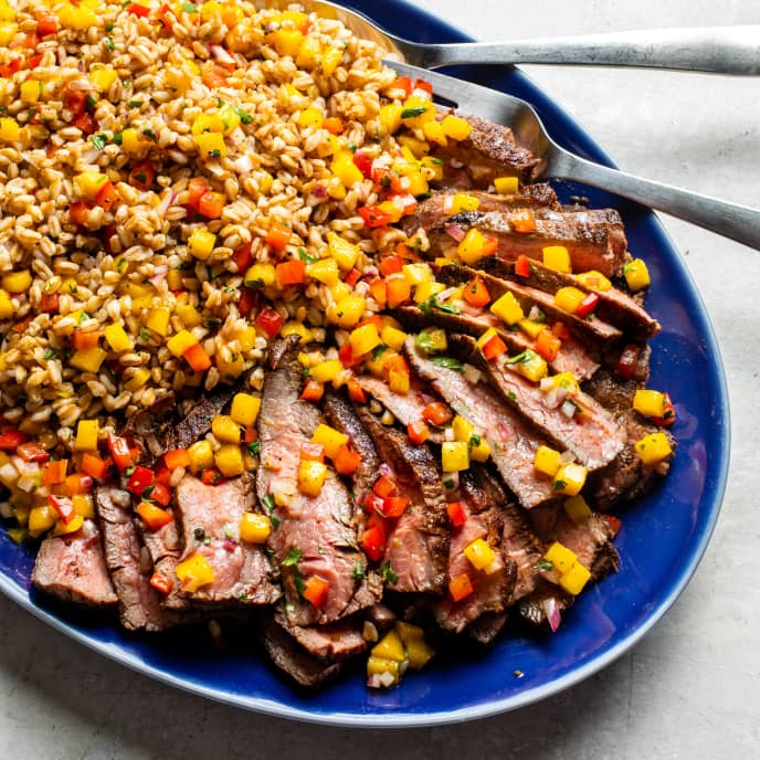Flank Steak with Farro and Mango Salsa America's Test Kitchen Recipe