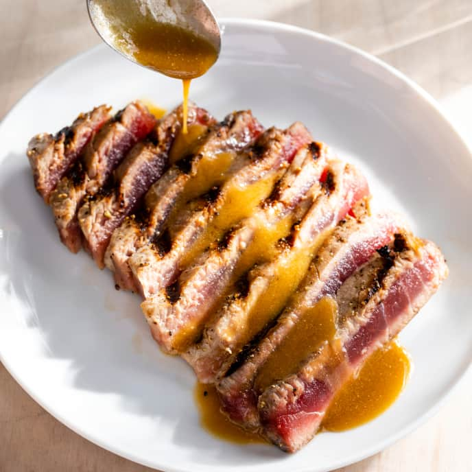 Grilled Tuna Steaks with Soy Vinaigrette