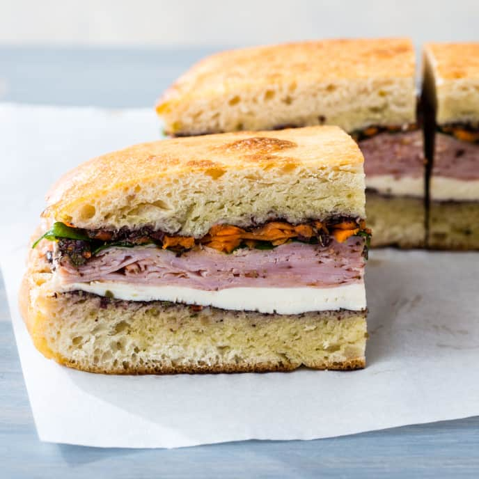 Ham Picnic Sandwich with Olive Spread