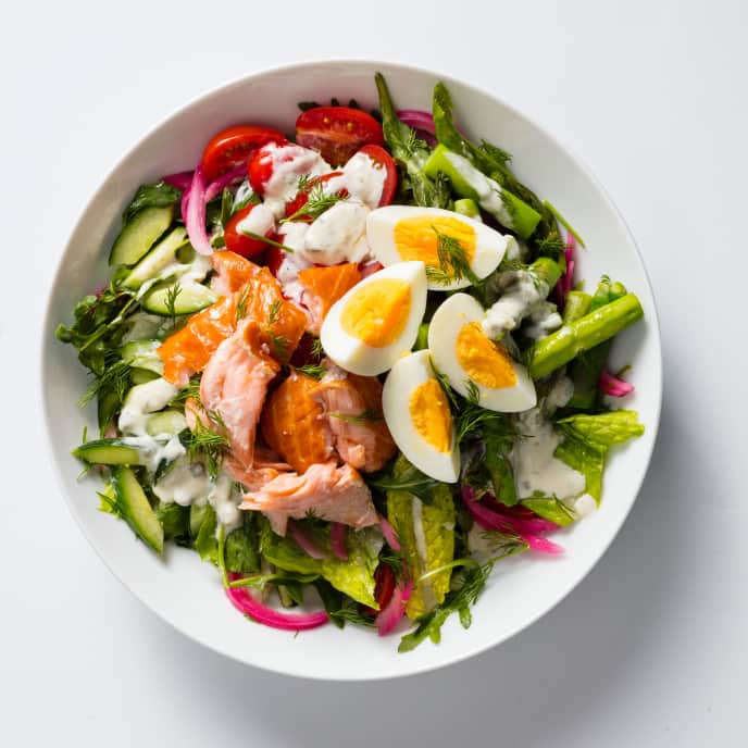 Hearty Green Salad with HotSmoked Salmon America's Test Kitchen Recipe