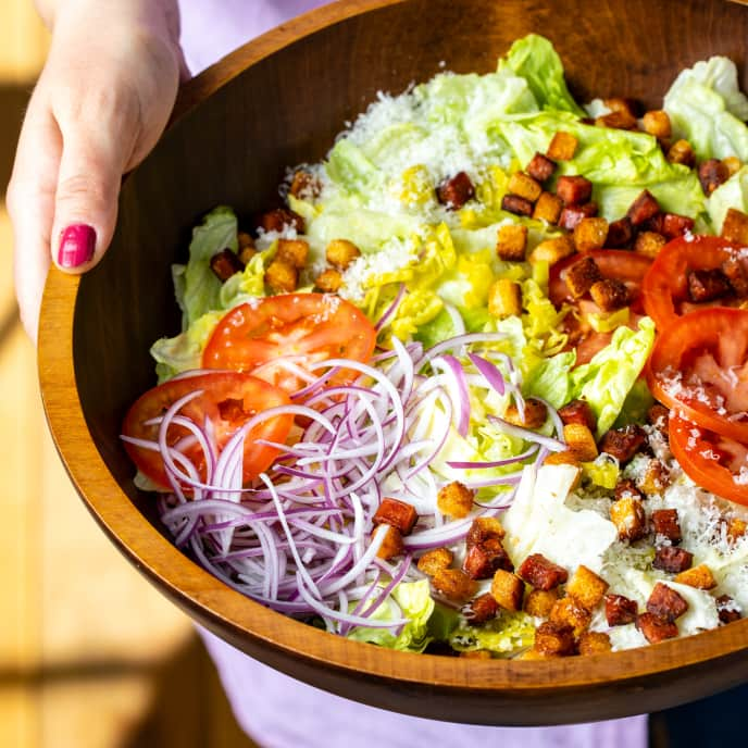 House Salad with Pepperoni Croutons