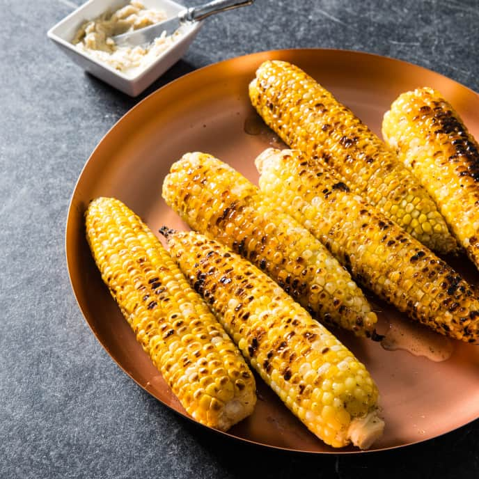 Husk-Grilled Corn with Seasoned Butter