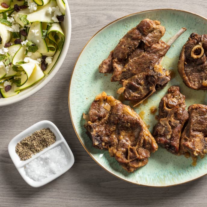 Instant Pot Lamb Chops with Shaved Zucchini Salad