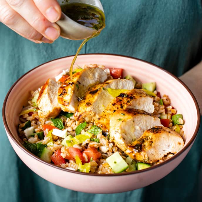 LemonOregano Chicken with Farro Salad Cook's Country Recipe
