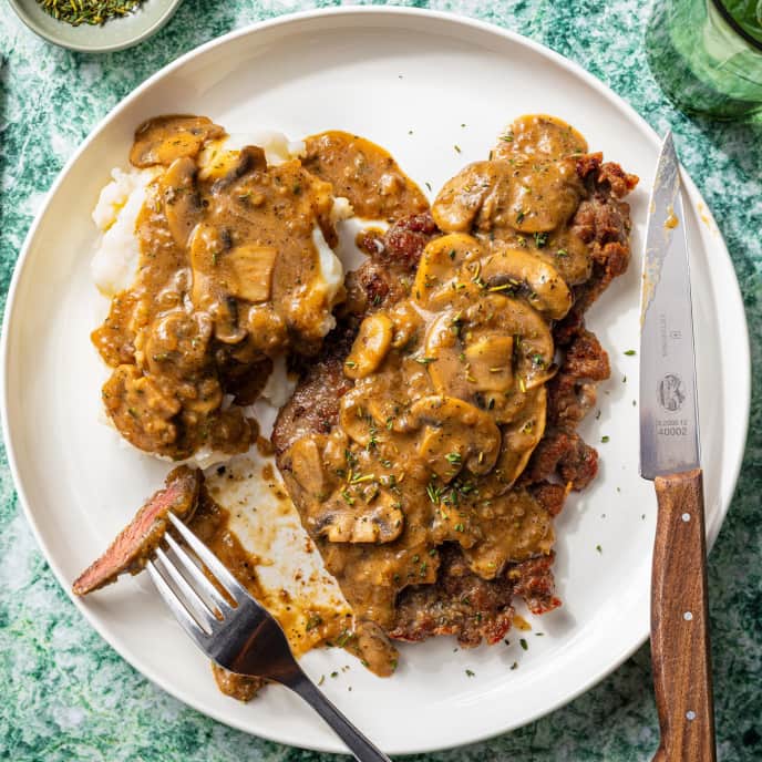 Minute Steaks with Mushroom Gravy America's Test Kitchen Recipe