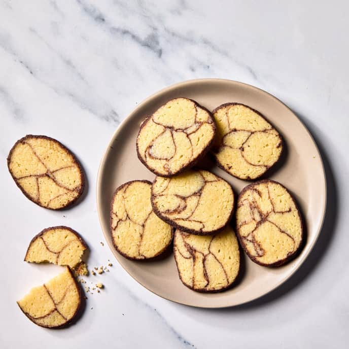 Mocha-Peppermint Mosaic Slice-and-Bake Butter Cookies | America's Test
