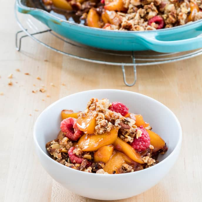 Cast Iron Nectarine and Raspberry Crisp