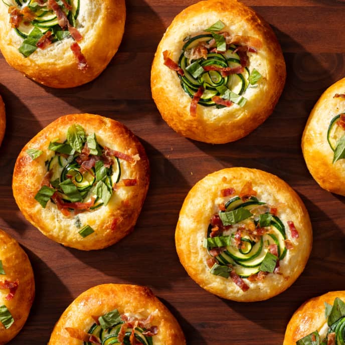NoKnead Brioche Tarts with Zucchini and Crispy Prosciutto America's