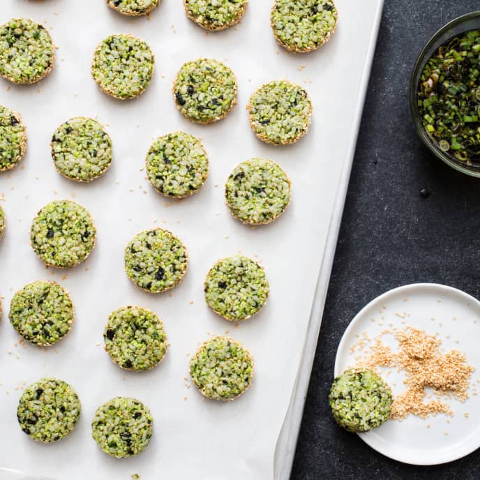 Spinach and Edamame Brown Rice Cakes America's Test Kitchen Recipe