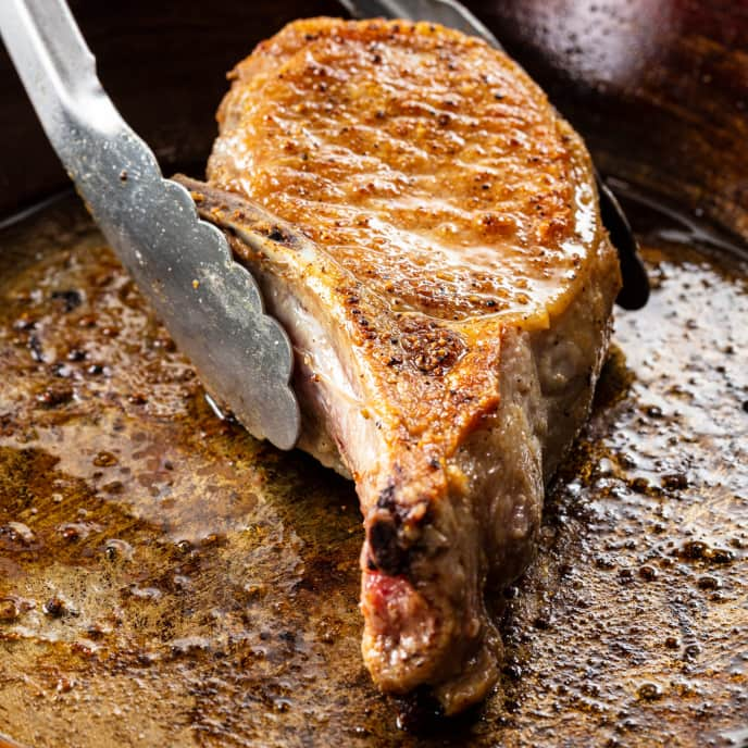 Pan-Seared Thick-Cut, Bone-In Pork Chops for Two