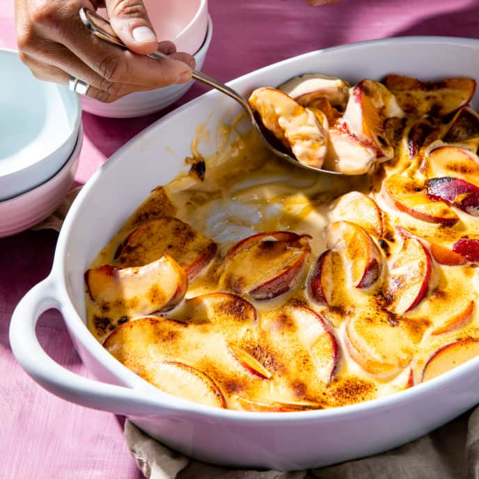 Peach Zabaglione Gratin