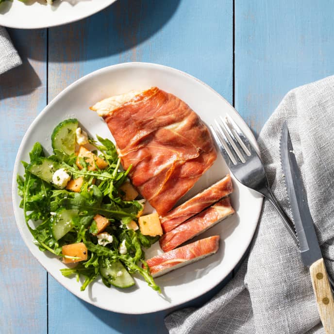 AirFryer ProsciuttoWrapped Chicken with CantaloupeCucumber Salad