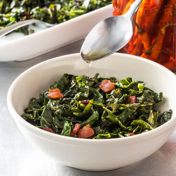 Quick Collard Greens with Hot Pepper Vinegar America's Test Kitchen