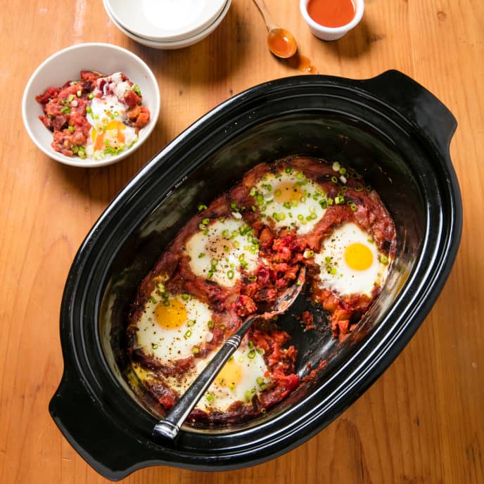 Slow Cooker Red Flannel Hash With Poached Eggs