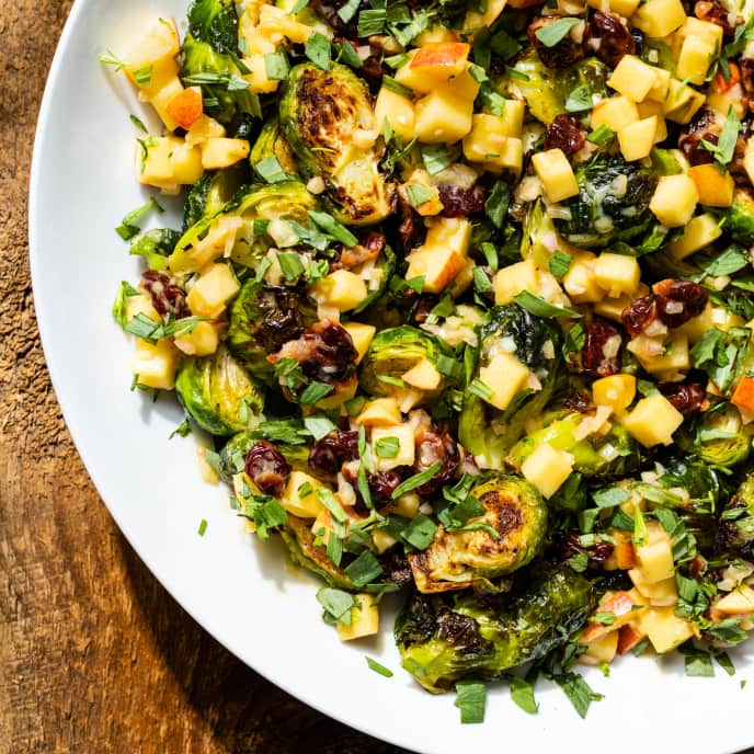 Roasted Brussels Sprouts with Apple-Cherry Vinaigrette