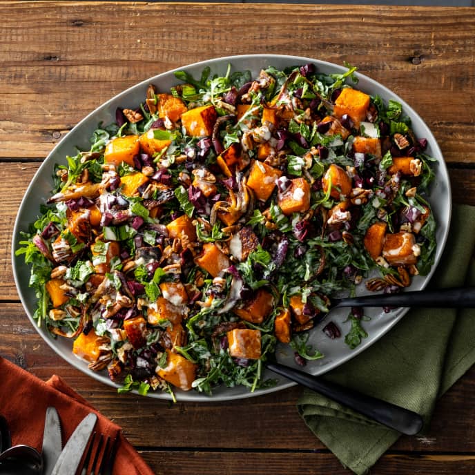 Roasted Butternut Squash Salad with Creamy Tahini Dressing