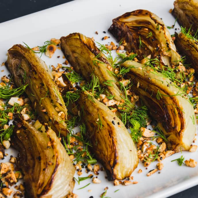 Roasted Fennel with Spiced Cashews