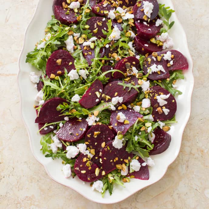 Roasted Beet Salad With Goat Cheese And Pistachios Americas Test Kitchen Recipe