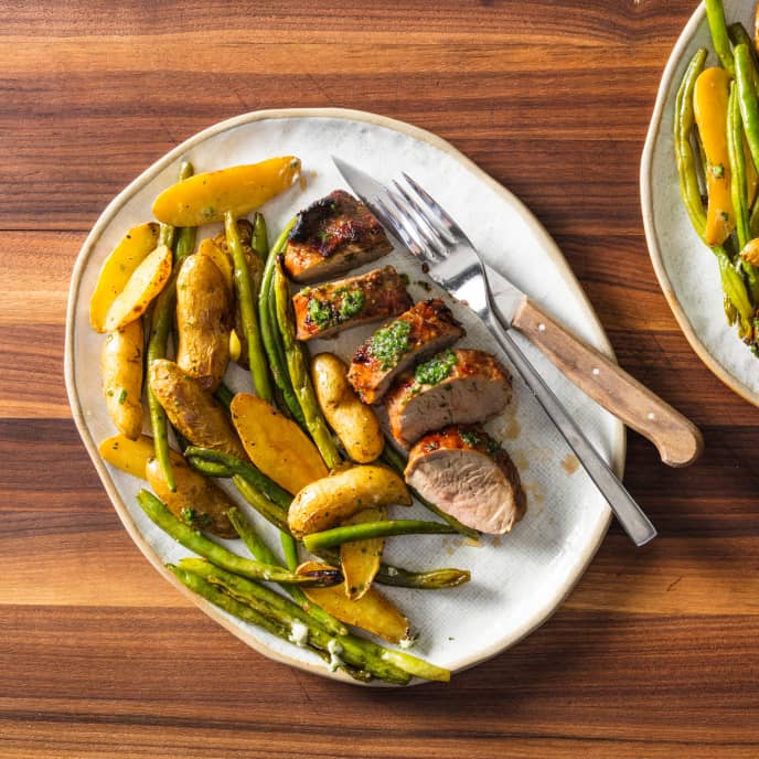 ToasterOven Roasted Pork Tenderloin with Green Beans and Potatoes