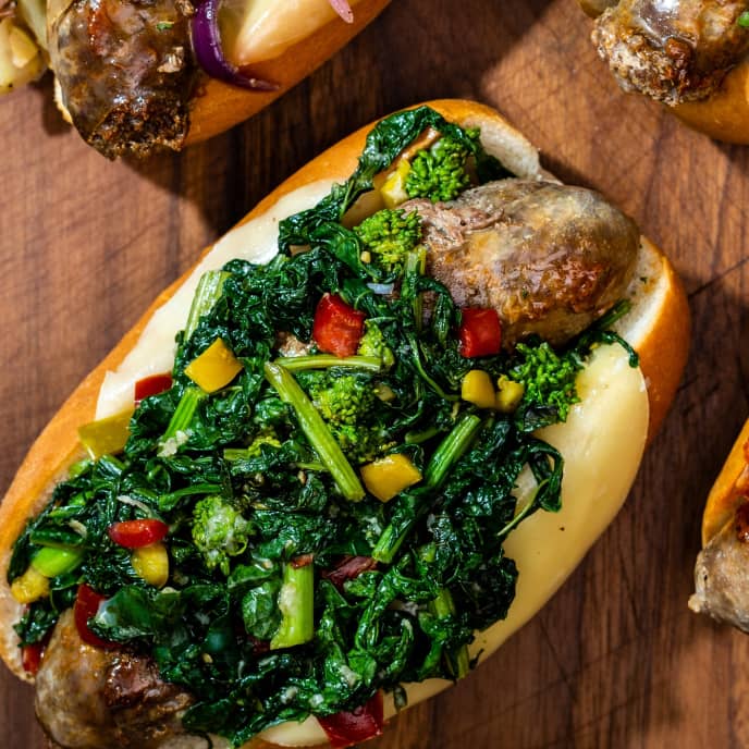 Sausage Sandwiches with Broccoli Rabe, Pickled Peppers, and Provolone