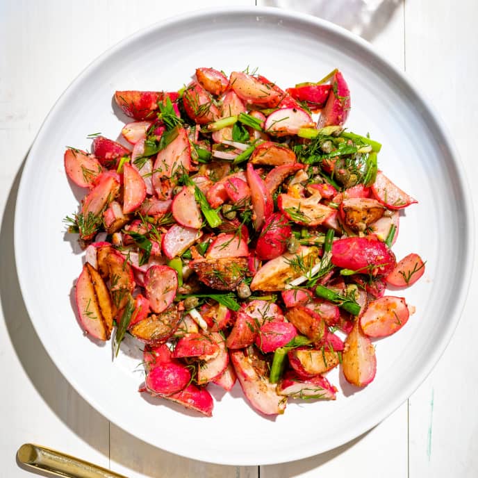 Sautéed Radishes and Scallions with Garlic, Dill, and Capers