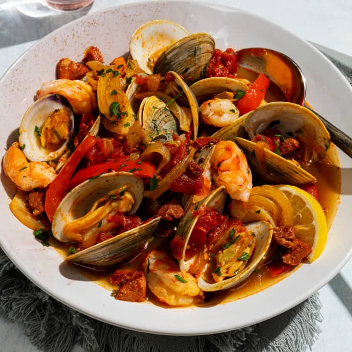 Cataplana (Portuguese Seafood Stew) for Two