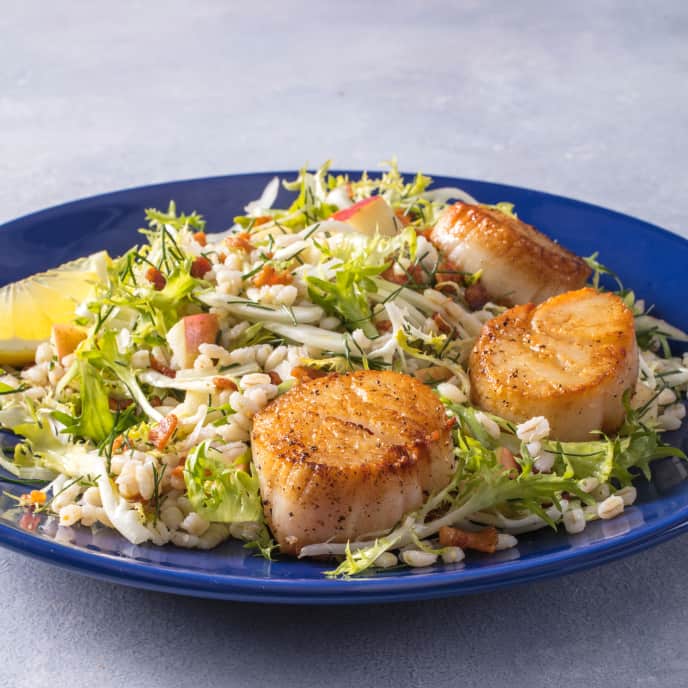 Seared Scallops with Warm Barley Salad America's Test Kitchen Recipe